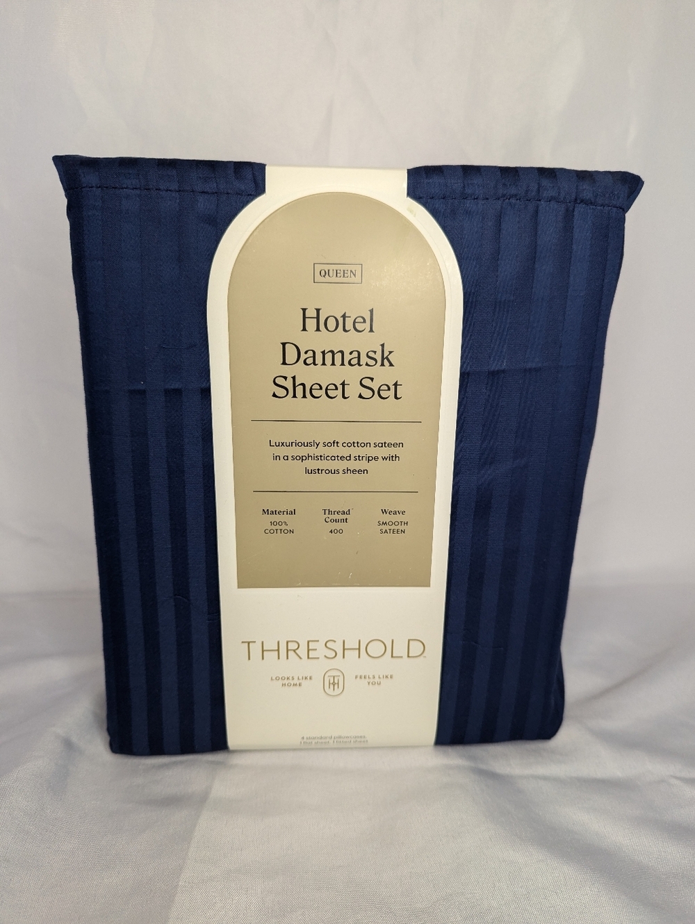 NWT Threshold Hotel Damask Queen Sheet Set